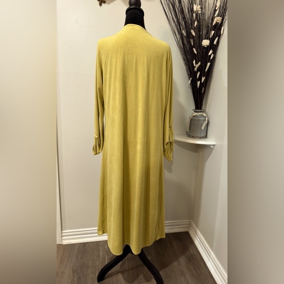 Tahari Long open front fashionable Cardigan - mustard color Size Small - Picture 3 of 8